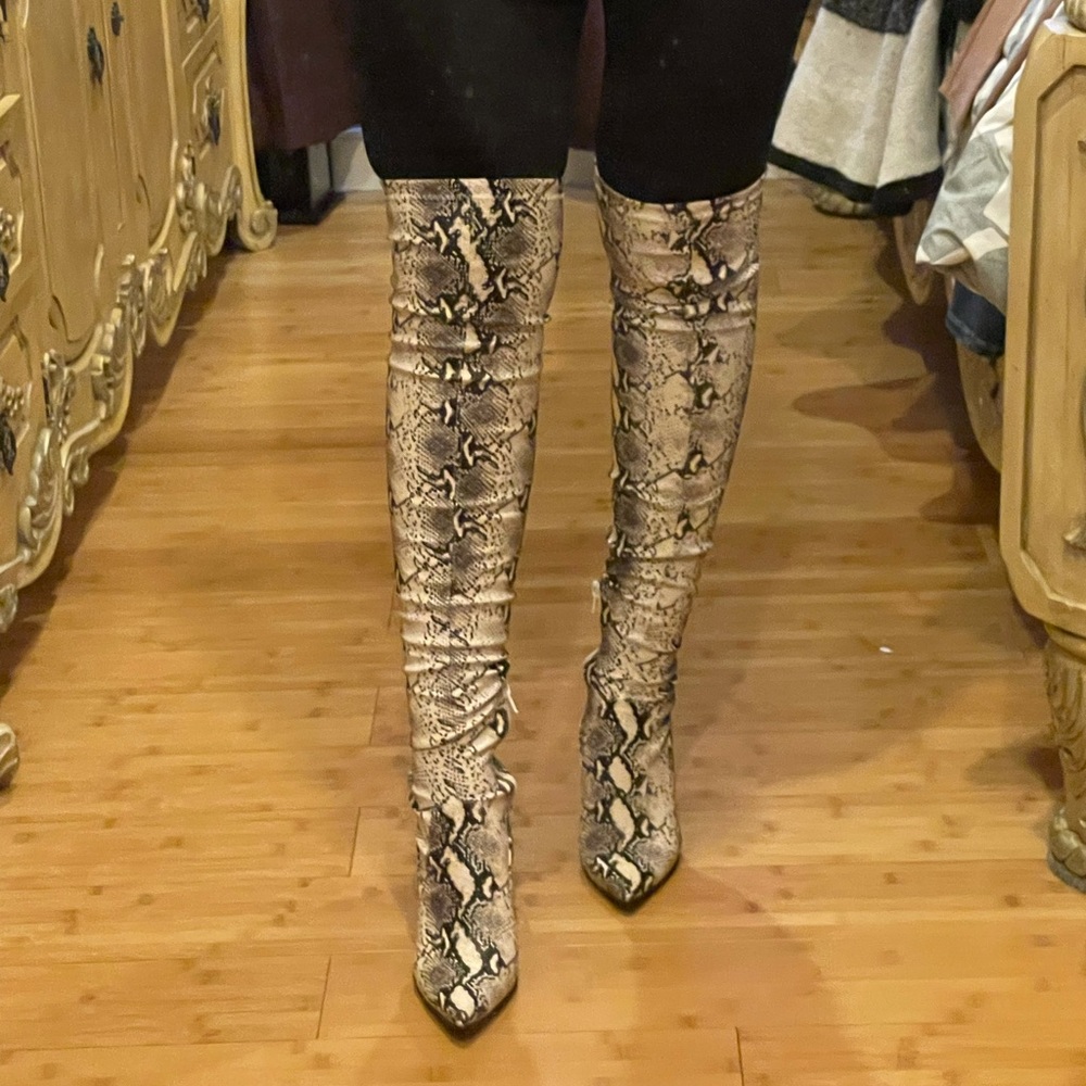 Brand new thigh high snakeskin boots!